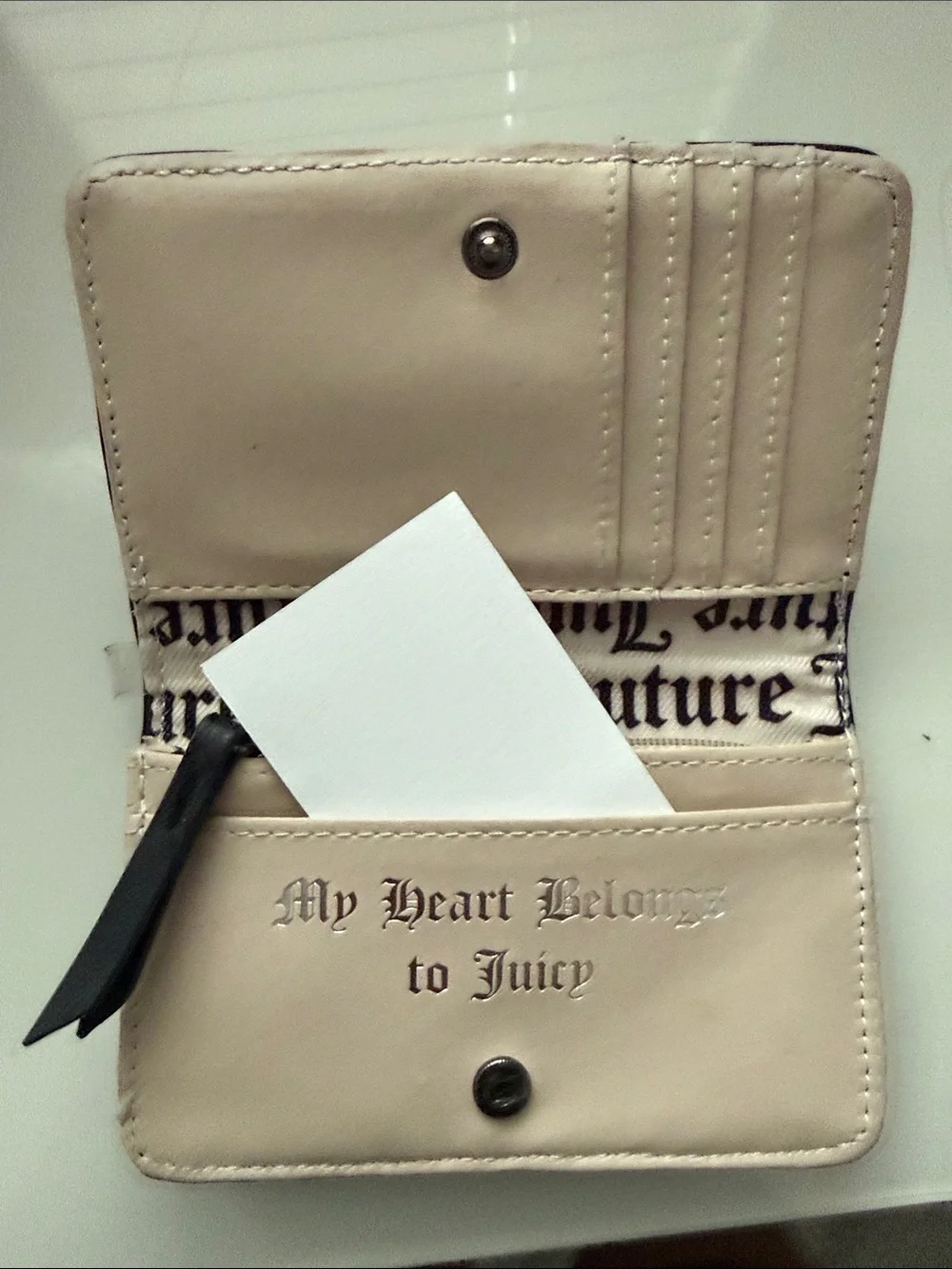 Juicy Couture Black Embossed Rhinestone Logo Wallet
